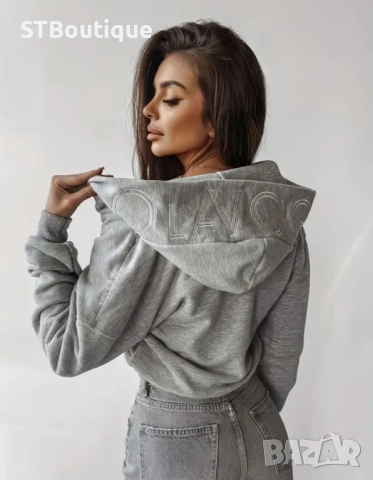 🧥 Дамски суичър с качулка и цип – Сив  | STBoutique 💎 , снимка 3 - Суичъри - 52228280