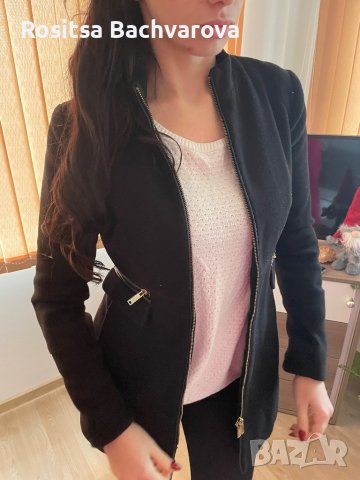 Черно палто Stradivarius, XS размер, снимка 10 - Палта, манта - 27770166