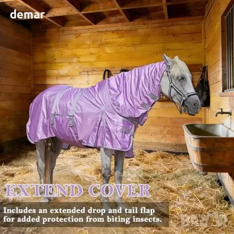 Leberna Combo Mesh Fly Rug с коремен бинт и покривало за врата за защита от насекоми, снимка 6 - Други стоки за животни - 55829698