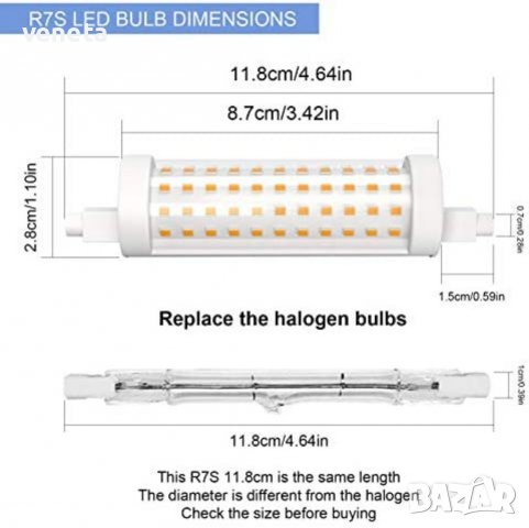 Лед лампа Agotd 12w Led R7S 3000k, снимка 3 - Крушки - 38021958