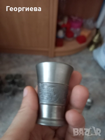 Оловно-цинкови немски чашки и малка халба, снимка 16 - Антикварни и старинни предмети - 51702934