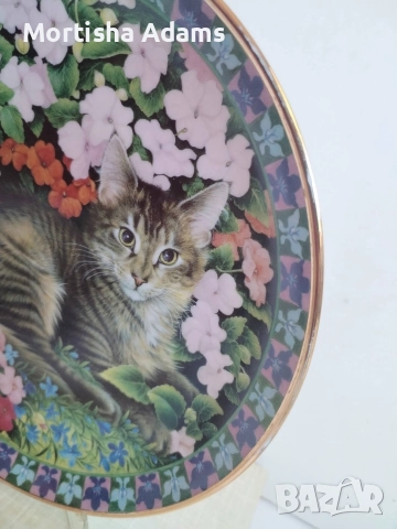 Декоративна чиния- Cats Among the Flowers , снимка 3 - Колекции - 52798750