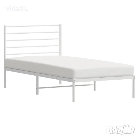 vidaXL Метална рамка за легло, без матрак, с табла, бяла, 75x190 см, снимка 5 - Спални и легла - 56147210