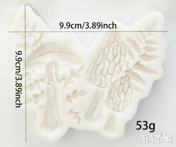 гъба гъби папрат листа дъб силикоов молд форма фондан шоколад гипс декор, снимка 5 - Форми - 53967515