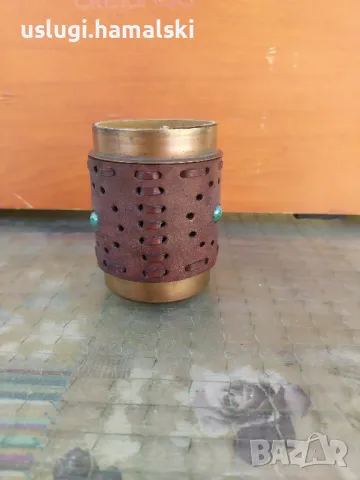 Ретро моливник мед/кожа, снимка 1