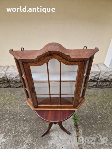 Чудесна антикварна френска дървена витрина за стена , снимка 4 - Антикварни и старинни предмети - 52138981