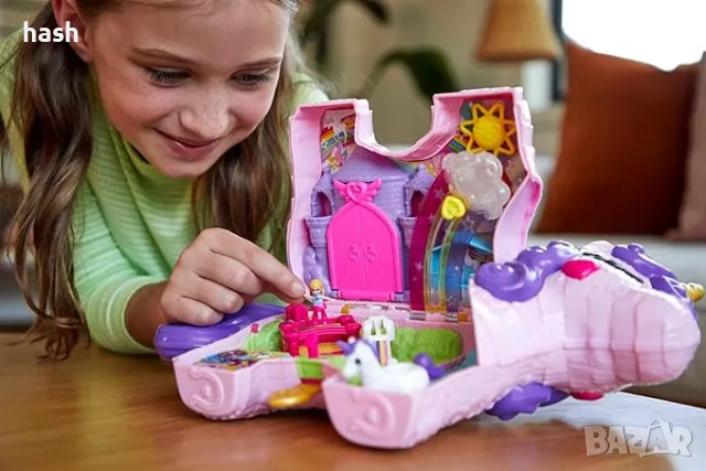 Polly Pocket Micro, парти комплект еднорог, играчка розов еднорог с лилава коса, 25 играчки изненади, снимка 2 - Други - 48433964