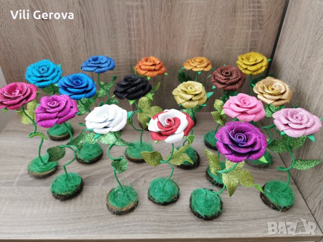 Роза върху дръвче , снимка 2 - Изкуствени цветя - 34010011
