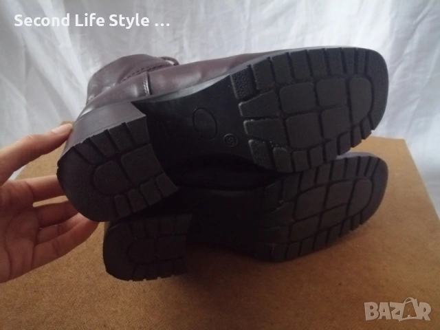 Robin Rose №39 италиански дамски боти естествена кожа в кафяв цвят - със среден ток и квадратен връх, снимка 14 - Дамски боти - 54096858