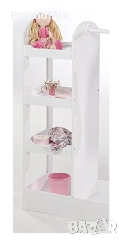 Детски щендер за дрехи с огледало и рафтове Roba 450151WE Дървена стойка за дрехи Бебешки стелаж за , снимка 3 - Мебели за детската стая - 52433575