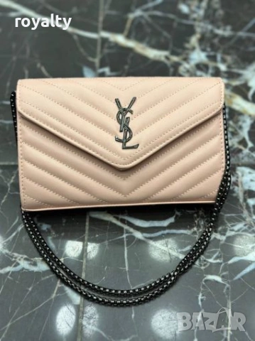 Yves Saint Laurent Нова Кожена Бежова Дамска Чанта YSL