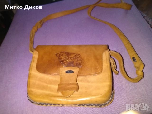 Инкомс Електрон нова чанта за праз рамо естествена кожа 155х112х25мм става за мобилен