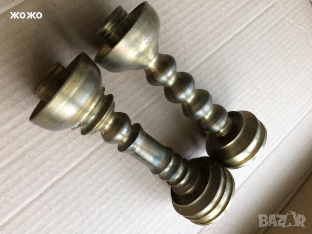  Масивни свещници от плътен месинг, снимка 8 - Антикварни и старинни предмети - 34248150