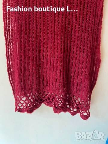 Червен дълъг плетен пролетен шал ❤️, снимка 3 - Шалове - 53929727