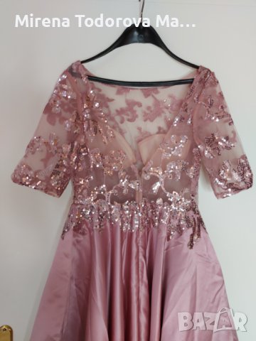 Абитуриентски рокли с А-силует асиметрично сатенено деколте и дантелени пайети, снимка 8 - Рокли - 36690912