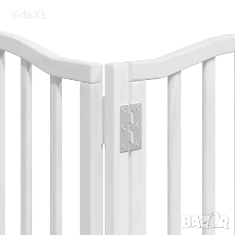 vidaXL Сгъваема преграда за кучета с врата 9 панела бял 450 см топола, снимка 10 - За кучета - 56146660
