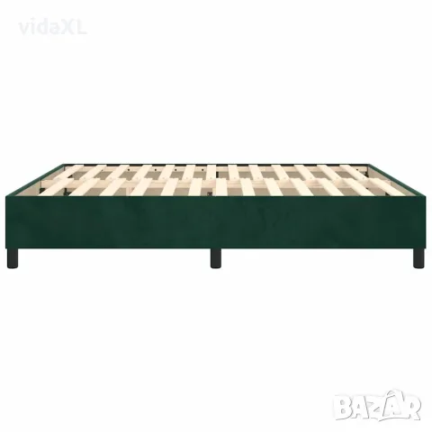 vidaXL Рамка за легло с пружини, тъмнозелена, 180x200 см, кадифе, снимка 6 - Спални и легла - 56146580