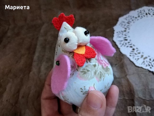 Нежна сладка текстилна кокошка Ръчна Изработка  Пиле Малък Великденски Подарък Декорация , снимка 4 - Декорация за дома - 40046647