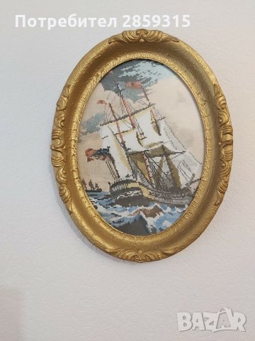 Нов, отлично съхраняван!!! Старинен гоблен в луксозна барокова рамка, снимка 4 - Гоблени - 31653227