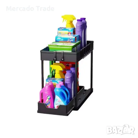 Метална етажерка Mercado Trade, За домашна употреба, 2 нива, Черен