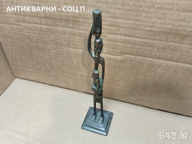 Стара Африканска Бронзова Статуетка. / НОМЕР 653., снимка 2 - Антикварни и старинни предмети - 53327414