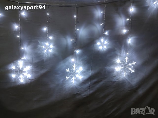 LED Висулка със" Снежинки и Звезди" 2.50м х 60см 400лампи с Опция Снаждане, снимка 1