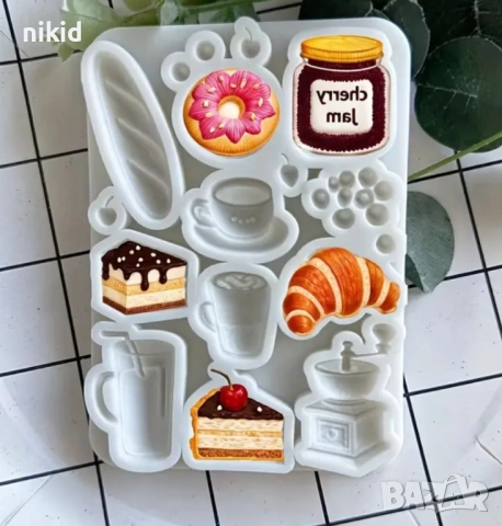 храни десерти сок кроасан поничка силиконов молд форма фондан гипс декор украса