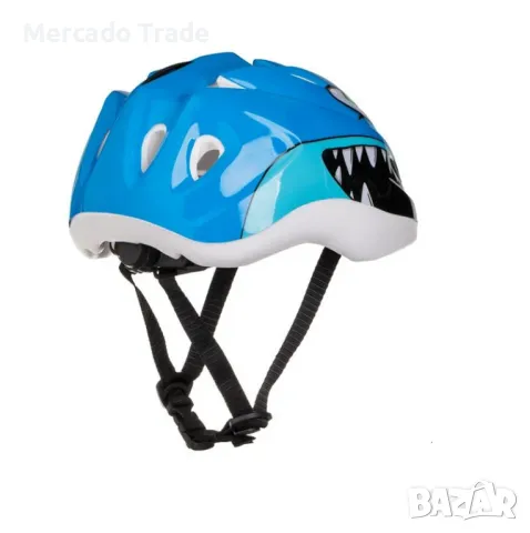 Детска каска Акула, За велосипед, ролери, тротинетка, Син, снимка 3 - Детски велосипеди, триколки и коли - 49660561