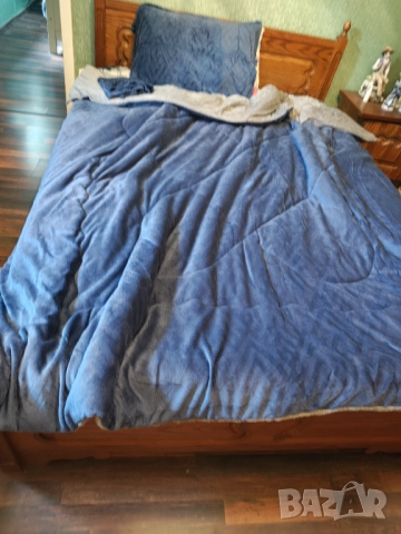 Нов Комплект от 3 части  кадифен дебел дългокосместо  зимно одеяло   + 2 калъфки за възглавници, снимка 4 - Спално бельо - 51696782