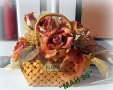 Ратанова кошничка с рози, снимка 1 - Подаръци за рожден ден - 42552489