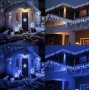 LED Сини висящи 144л Мигащи Висулки 3 х 60см 18.99лв Опция снаждане ЛЕД, снимка 1 - Лед осветление - 38583185