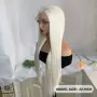 Платинено руса Lace Front перука - дълга права коса 80 см, термоустойчива, дантела 13×4, снимка 6
