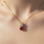 Ново Златно Италианско Колие с 0.40кт Естествен Диамант и Рубин, снимка 2