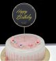 Happy Birthday с метална основа прозрачен пластмасов топер табела украса за торта рожден ден, снимка 1