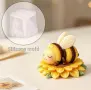 3D пчеличка върху цвете силиконов молд форма свещи гипс сапун смола фондан декорация торта , снимка 1