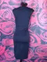 Тъмно синя офис рокля с бледо розово С, снимка 2