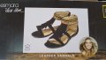Дамски сандали естествена кожа черно и златно ESMARA, снимка 4