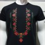 Нова мъжка черна тениска с трансферен печат Шевица, Етно мотив, България, снимка 2