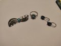 Стар сребърен комплект - брошка,обеци и пръстен (11), снимка 1 - Бижутерийни комплекти - 39121364