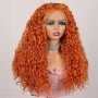 Оранжева къдрава дантелена перука 13*4*1, снимка 5
