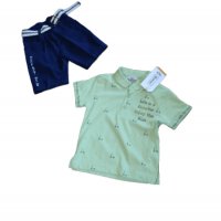 Комплект за момче от две части в зелено и тъмносиньо, снимка 1 - Детски комплекти - 37789211
