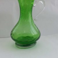 Стара стъклена кана цветно зелено стъкло, снимка 6 - Антикварни и старинни предмети - 29570816