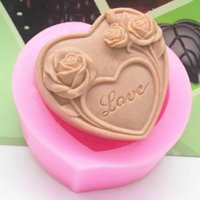 Голямо дълбоко сърце Love  с рози силиконов молд форма калъп фондан гипс сапун шоколад украса, снимка 1 - Форми - 29197847