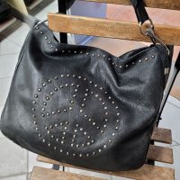 ABRO естествена кожа черна чанта,тип торба( от 195€ до 400€  в интернет сайтове), снимка 1 - Чанти - 38985745