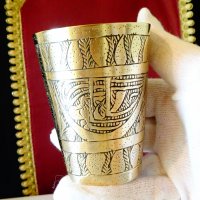 Персийска бронзова чаша 8 см. , снимка 2 - Антикварни и старинни предмети - 30408104