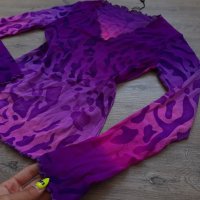 Нова колекция блузка от изключително фина мрежа в неон-розов и лилав цвят на намаление, снимка 3 - Блузи с дълъг ръкав и пуловери - 29440061