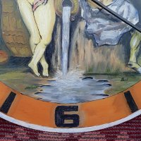Уникален часовник-картина,Рубенс,масло-плексиглас, снимка 5 - Антикварни и старинни предмети - 35647068