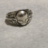 стар мъжки сребърен пръстен с извънземно - пренесете се в други светове и вземете от силата, снимка 2 - Пръстени - 29303496