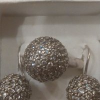 Сребърен комплект  обеци и пръстен с камъни Swarovski, снимка 3 - Пръстени - 42815503