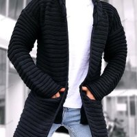 Мъжка плетена жилетка с висока яка и дълъг ръкав, 4цвята - 023, снимка 3 - Други - 42656951
